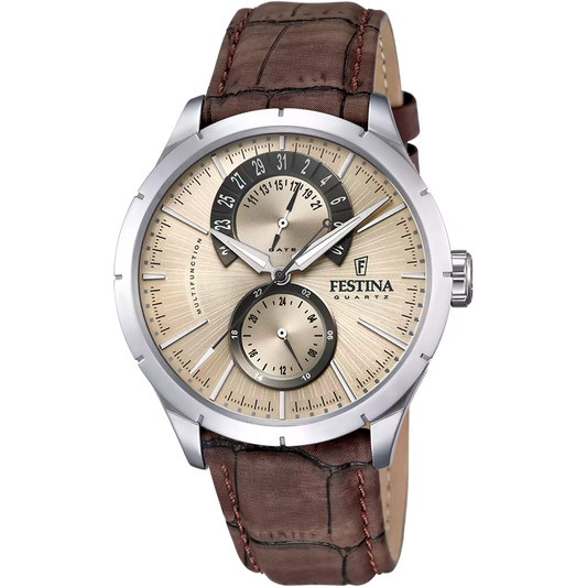 OROLOGIO FESTINA RETRO F16573/9 CREMA CON CINTURINO IN PELLE, UOMO