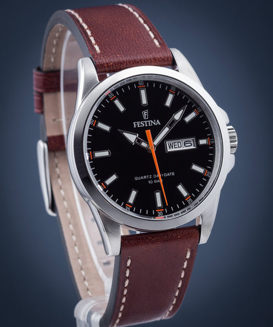 OROLOGIO FESTINA CLASSICS F20358/2 NERO CINTURINO IN PELLE, UOMO