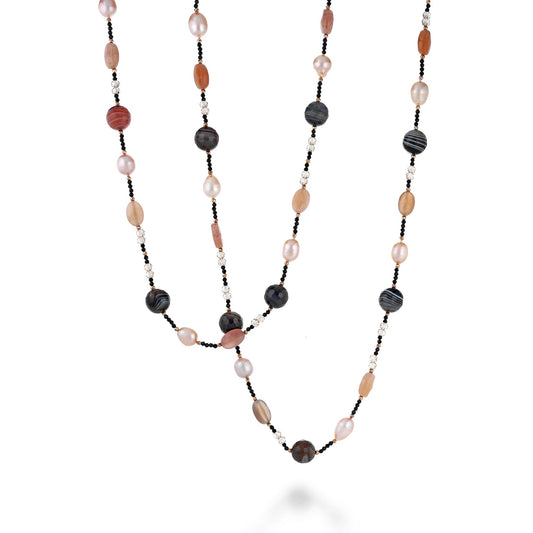 MC7122P0FRMU999_Collana in Argento con Perle Fresh Water Rice e Pietre Dure