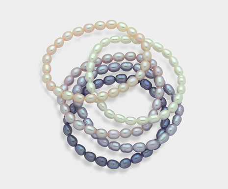 MB05F0P0FR99056_5 bracciali elastici multicolor perle Fresh Water